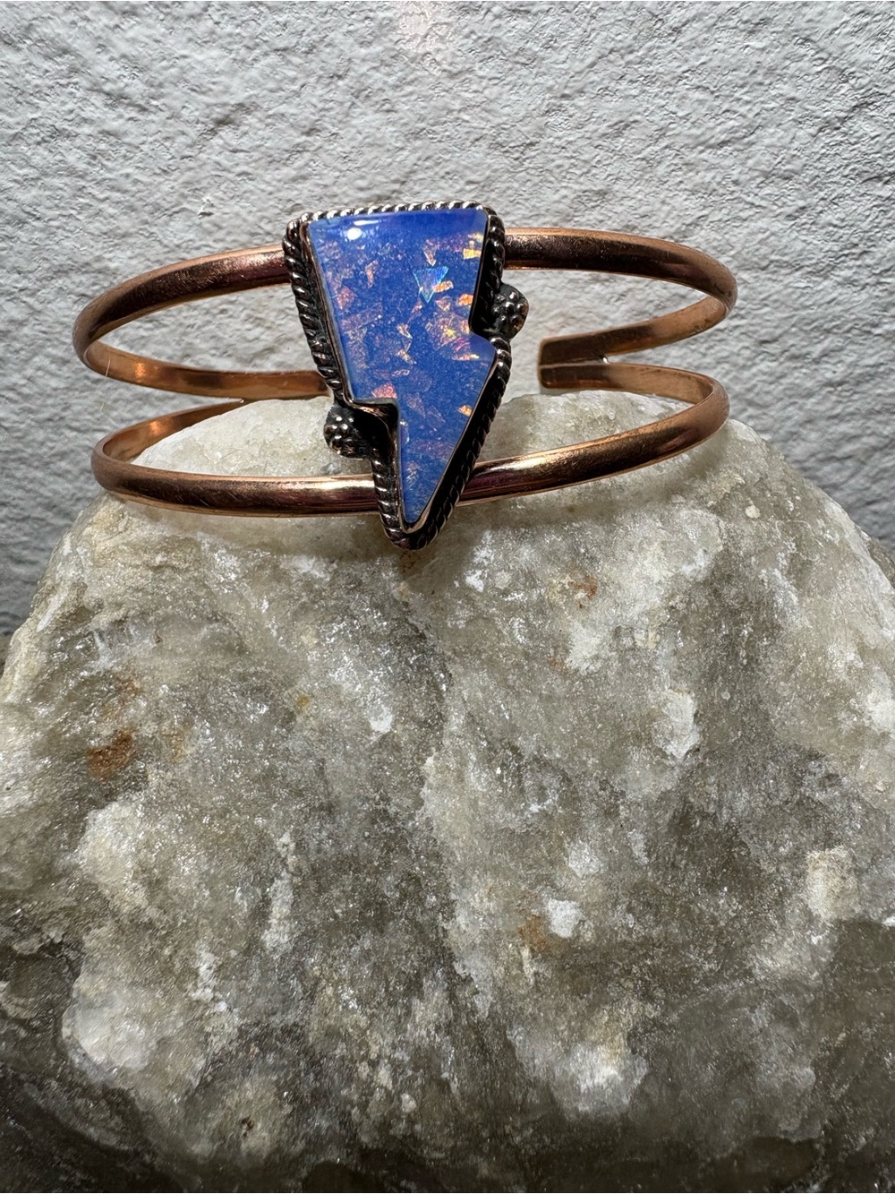 Doublet Opal Lightning  Copper Cuff